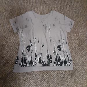 ROAMAN'S Women's Gray Short Sleeve Shirt Size 1X